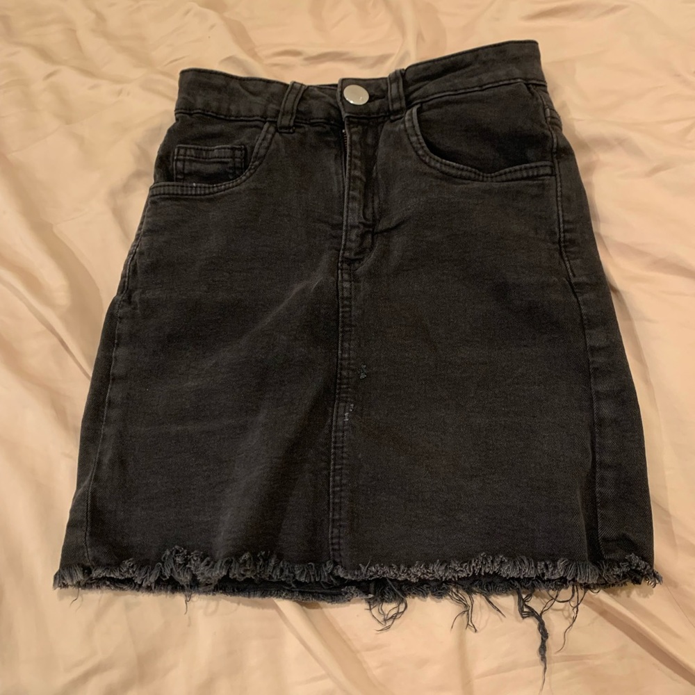 Black Denim Mini Skirt
